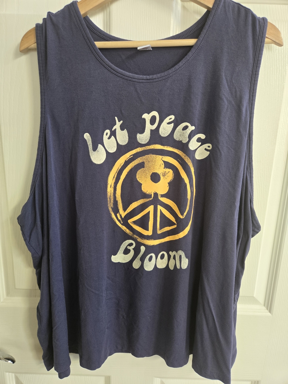Old Navy Navy Sunday Sleep "Let Peace Bloom" Soft Sleeveless Tank Top- Size 4XL